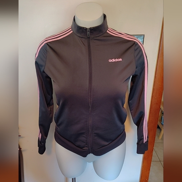 Adidas Women's Black and Pink Track Jacket - Picture 1 of 7
